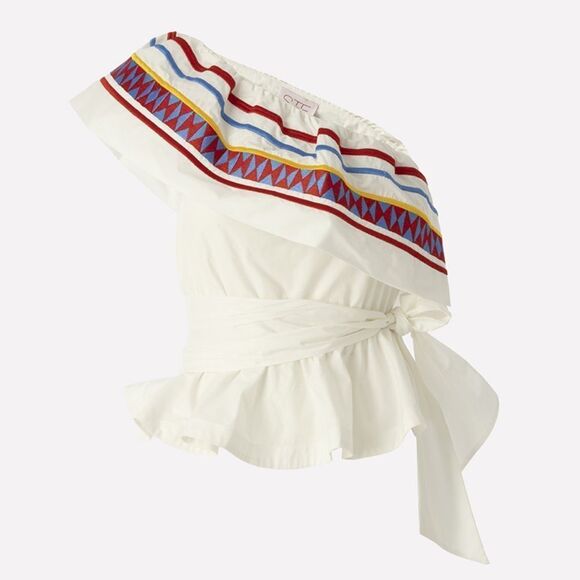 NEW Stella Jean Embroidered Flounce Top Size 4 - Picture 1 of 11